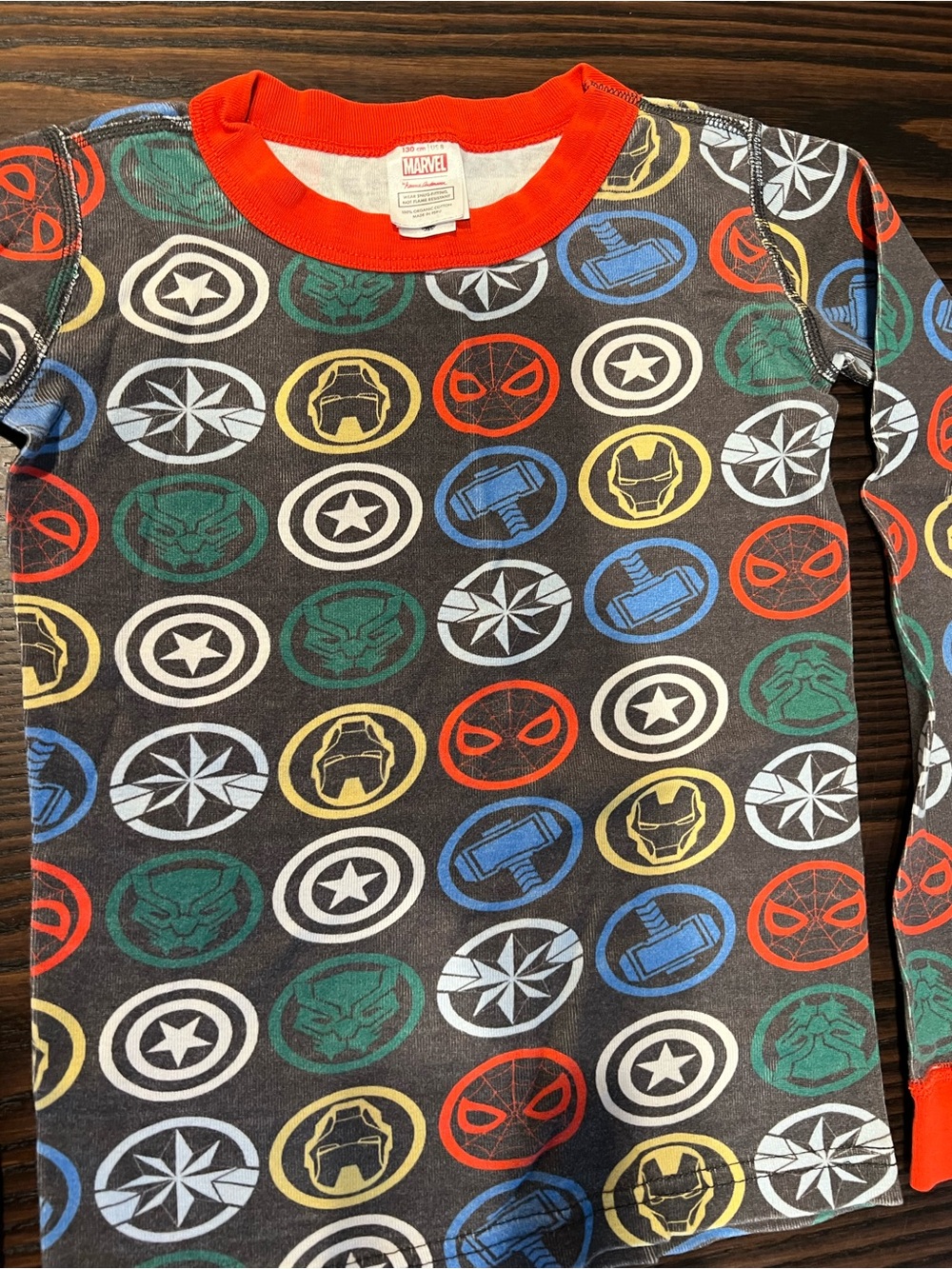 Hanna Andersson Marvel Multicolor Superhero Icon Pajamas with Red Cuffs
